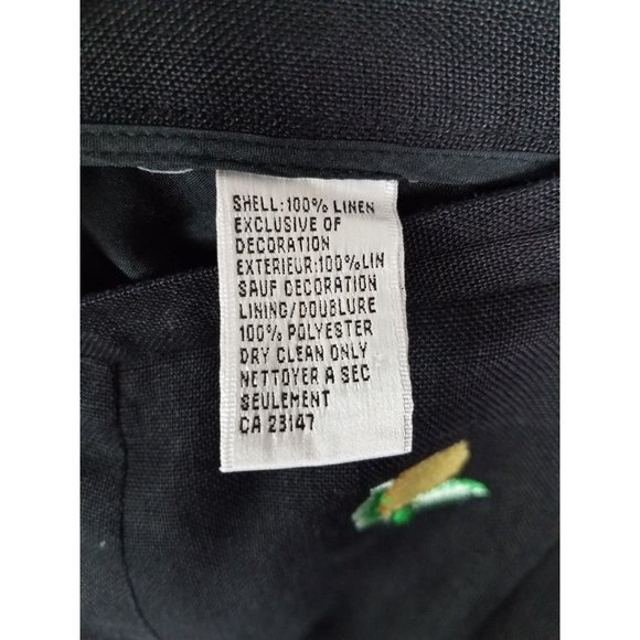 Talbots Petites Women's Sz. 14 Black Irish Linen Lemon Embroidered Pants - Picture 3 of 7